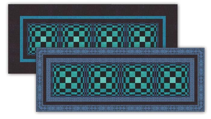 DaVinci Bed Runner Pattern Notes The DaVinci Bed Runner is offered in multiple colorways (teal shown here) with two border options, a solid and a border print.