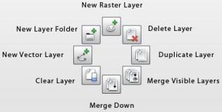 Use the Marking Menu over a layer to create, clear, delete, duplicate, or merge layers. If you have several layers to manage, create a layer folder to provide improved organization.