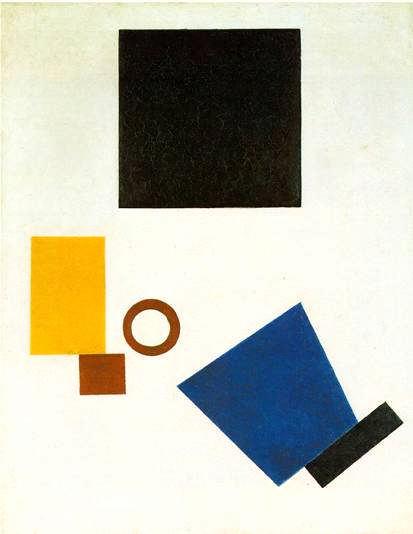 Colour Masses in the Fourth Dimension, also of 1915, the opposite might be true instead of analogy Malevich might be portraying the fourth dimension as we perceive it.