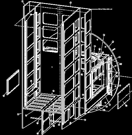 components main structure : optics-compartments, LO-compartments, electronics rack cryostats : liquid Helium/Nitrogen cooled wet