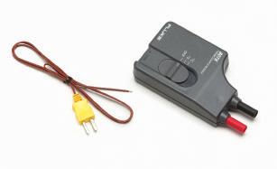 Compatible with Fluke DMM with temperature measurement functions 1 m (39 in) lead Measurement range: -40 C to 260 C (-40 F to 500 F) 80TK Thermocouple Module This module converts a DMM to a