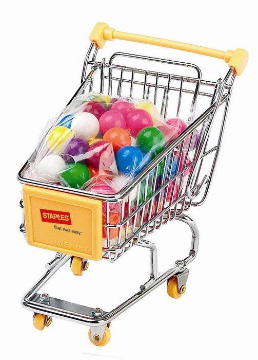Dlk Mini Shopping Cart With Gumballs 5-3/4"x5-1/2"x3-3/4", Mini Grocery Cart, Shopping Cart, Storing Candy, Gumball, 1/4 Lb Bag Candy Included, Miniature, Grocery, Cart, Shopping, Mini Shopping