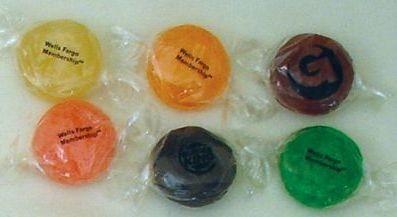 Deluxe Hard Candy (Fruit Buttons) Deluxe, Hard, Round, Cello Wrapper, Fruit Button Colors: Yellow, Orange, Purple, Pink, Blue, Green Imprint Information: 5/8" DIAMETER, WRAPPER imprint area $0.37 $0.