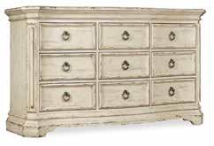 Samantha Cream 21W x 25 1/2D x 45 1/4H (53 x 65 x 115 cm) 1595-90001-WH Dresser Popular and Hardwood Solids with Cathedral Hickory and
