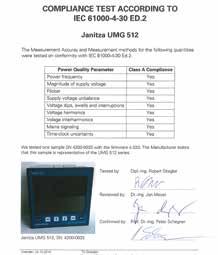 measurement points Report generator for power quality standards: EN 50160, IEE519, EN61000-2-4, ITIC Report generator for energy consumptions Energy Dashboard Remote monitoring of critical processes