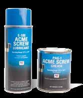 TM ubricants Proper lubrication is the key to continued performance and reliability of lead screw assemblies. Use E-100 spray and PG-1 grease lubricants to maximize life of your acme screw assembly.