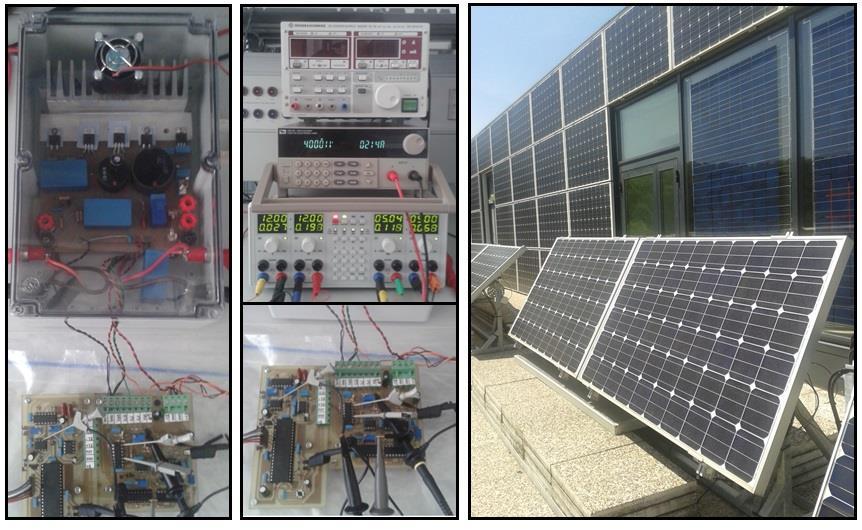 The set-up for measurements, photovoltaic modules, converter prototype and MPPT circuit are shown in figure 2.28.