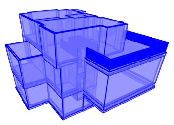 the foundation walls. 9. Select 3D> Create View> Full Overview. 10. When the view has generated, select 3D> Glass House to view the entire model, inside and out. 11.