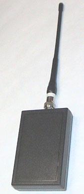 SPECIFICATIONS: FREQUENCY: MODULATION: POWER OUTPUT: ANTENNA TYPE: POWER SUPPLY: DIMENSIONS: Model # 1418 Crystal Controlled UHF 395-415 MHz Narrowband FM 1 Watt Flexible 1 X 9V Battery 83 X 55 X