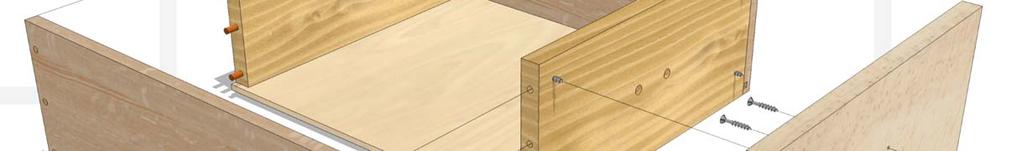 R Drawer Back 13 x 5-1/2 x 3/4 Q Drawer Front 13 x 6 x 3/4 S Drawer Bottom 14-1/2 x 13-1/2 x 1/4 U Pull 3 x 7/8 x 3/8 17A P Drawer Side 15 x 6 x 1/2 V Dowel Pins 1/4 round x 1 length Dados are 1/4 x