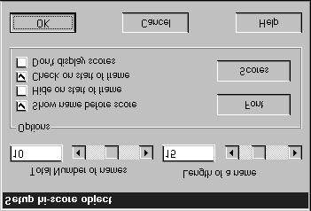HIGH SECTION SCORE HEADING OBJECT High Score Objects Note: Only the options related specifically to High score objects are described below.