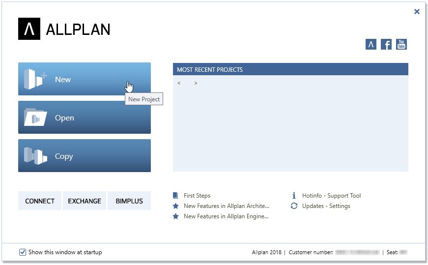 16 Creating the project Allplan 2018 Creating the project You work with drawing files and NDW files in Allplan 2018. Drawing files are organized by project.