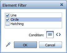 Click Match parameters and then click the element. 3 Select Line and Circle.