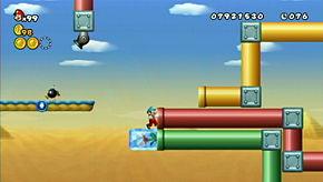 You'll need to freeze the Piranha Plant as it emerges to use as a platform, allowing you to enter the red pipe.