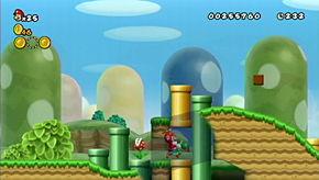 Leap towards it with Yoshi, then tap jump again for a double-jump.