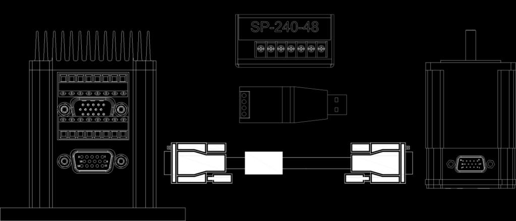 Typical System Setup 1. Controller/Driver (QCI-N2-IX) 6. Power Supply (SP-240-48) 2. Breakout Board (QCI-BO-B1) D+ D- SG FG 3. USB to RS485 (QCI-USB-RS485) 4. Motor I/F Cable (QCI-C-D15P-D15S-nn 5.