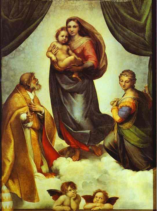 Artist: Raphael Sistine Madona Five hundred years ago Raphael, the great master painter of the Renaissance, was commissioned by Pope Julius II to paint the Sistine Madonna.