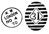 Group B Straight London Early in 1869 a group was issued with the codes 17 = R to 26 = c less V. Most had short lives.
