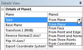 Planes Working with Planes At start-up, three default planes are available (XY, ZX & YZ) on which sketches can be created New planes can be created to host sketches elsewhere Create Plane In the