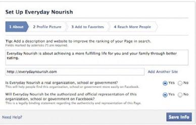 ADD DETAILS TO YOUR FACEBOOK PAGE: You ll now type in a description and website (if you have one) for the Facebook page.