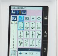 Full Color Touchscreen LCD Color Touchscreen shows a range of data for stitches and feet selection, and helpful sewing information.