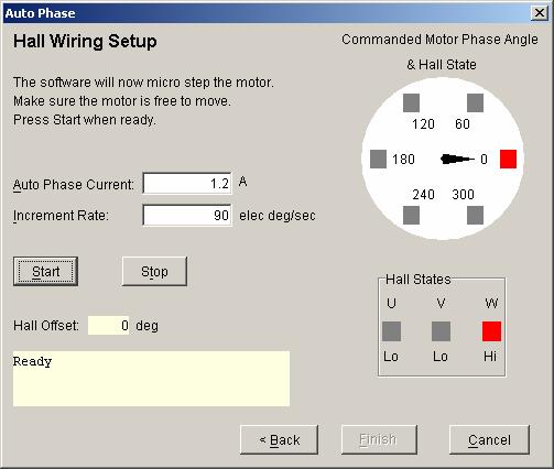 Xenus XSL User Guide Quick Setup with CME 2 5.10.2.7 Click Start to begin the motor wiring setup.