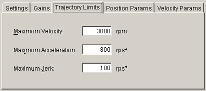 Using CME 2 Xenus XSL User Guide Trajectory Limits Tab In position mode, the Trajectory Limits tab can be used to set trajectory limits.