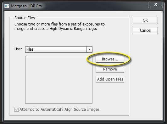 Figure 28. The Merge to HDR Pro dialog in Photoshop CS6 * After all of the source images are aligned you will see several adjustments on the right side of the Merge to HDR Pro Module.