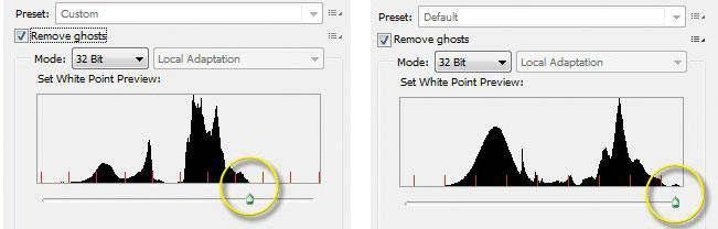 Figure 29. Select Remove Ghosts and 32 Bit from the dropdown * Once you select 32 bit, you should only see one box that looks like a mini histogram.