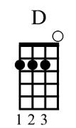 The D chord is played as shown. A-D-F#-A The only open string is the A string. The G, C, and E strings are all pressed at the 2 nd fret. Thus when you strum the G string, you are playing an A.
