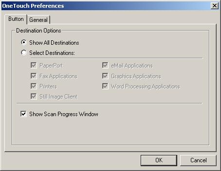 20 VISIONEER STROBE XP 450 SCANNER INSTALLATION GUIDE SETTING PREFERENCES You can set general preferences for button and scanner functions. To set preferences: 1.