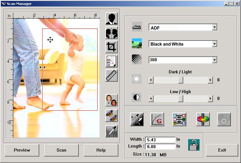 SCANNING FROM WINDOWS 98, ME, 2000, OR XP 33 SETTING THE SCAN AREA You can manually adjust the output area to scan specific sections of an image.