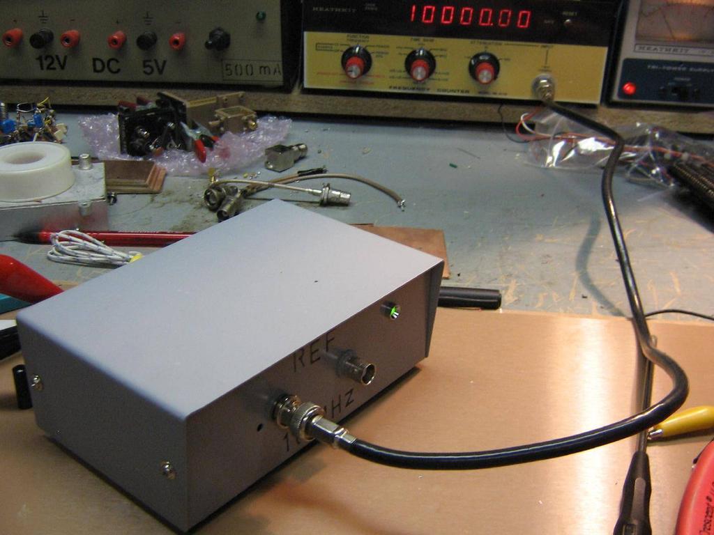 To zero beat the oscillator, tune a shortwave receiver (AM) to the 10 MHz WWV time standard. Be sure to use a quality antenna as the received signal will need to be quite strong.
