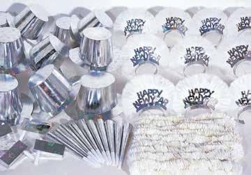 While Quantities Last  Description Size K10000 New Year Multi-Color Party Kit for 50 people includes: 25