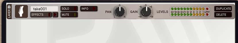 The riff you just recorded will appear in the Riff recorder window as Take 001. You can record several takes of the same riff, which will appear underneath this one.