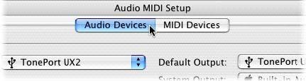 connected Core Audio devices within the Structure pane.