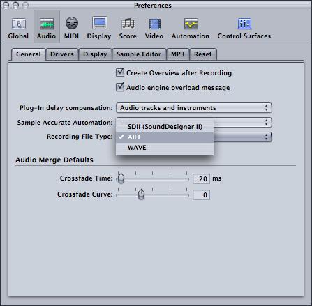 choose either AIFF or WAVE as your Recording File Type AIFF is best for Mac compatibility; WAVE is best for Windows application compatibility Select