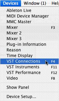 menu and choose VST Connections The following screen shows a useful configuration that you can match in