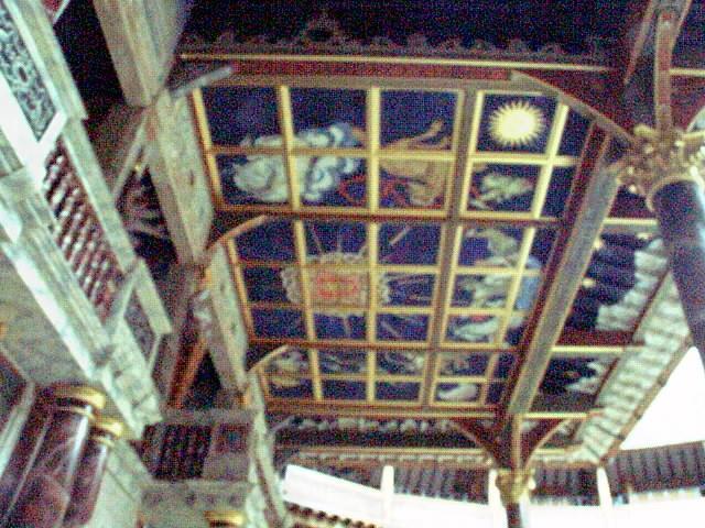 Stage Heavens Pictures of moon, stars, & zodiac painted on the underside of the canopy
