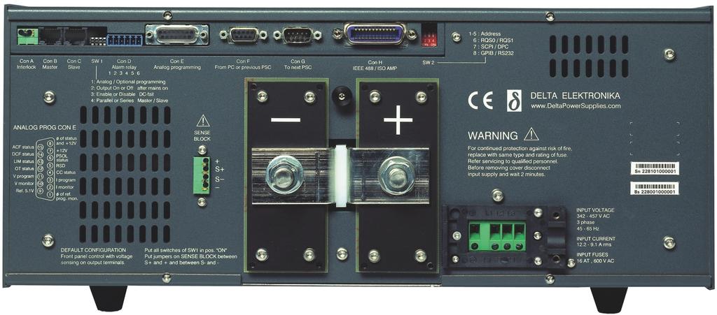 DELTA ELEKTRONIKA BV SM6000 = Con stant Volt age = Con stant Cur rent Specifications measured at t amb = 25 ± 5 C and Vin = 400 V AC, 50 Hz, 3 phase, un less oth er wise noted.