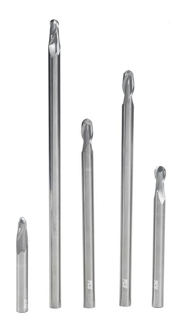 P15 Extended Reach 2 Flute End Mills - Ball Nose (For Machining Aluminum) Extra long shanks for hard to reach machining Shorter flute length for maximum strength 30 helix general purpose ball nose