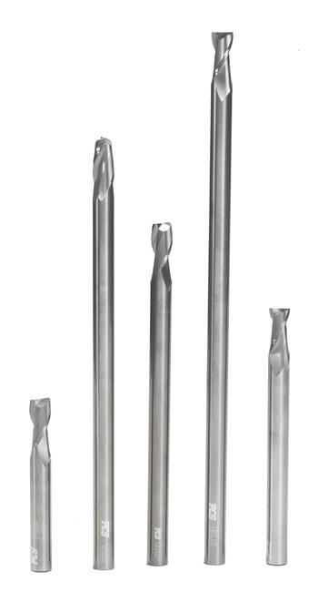 P16 Extended Reach 2 Flute End Mills - Square End (For Machining Aluminum) Extra long shanks for hard to reach machining Shorter flute length for maximum strength 30 helix general purpose square end