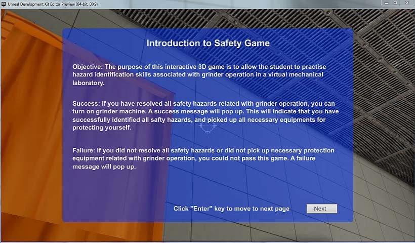 VR SAFETY GAME Acknowledgements: Profs.