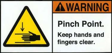 Warning: This machine contains pinch points which can injure personnel when not used properly.