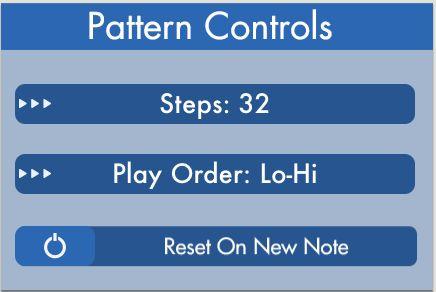 Pattern specific controls Steps : Defines pattern length.