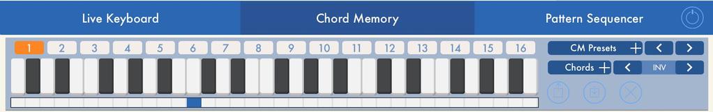 With this section user can specify 16 different chords to be used in CHRDMEM data section. One chord can contain 8 notes maximum. Chords contain only information about the intervals between notes.