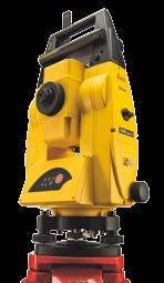 Operation The total station detects and follows the receiver, which is mounted on a mast