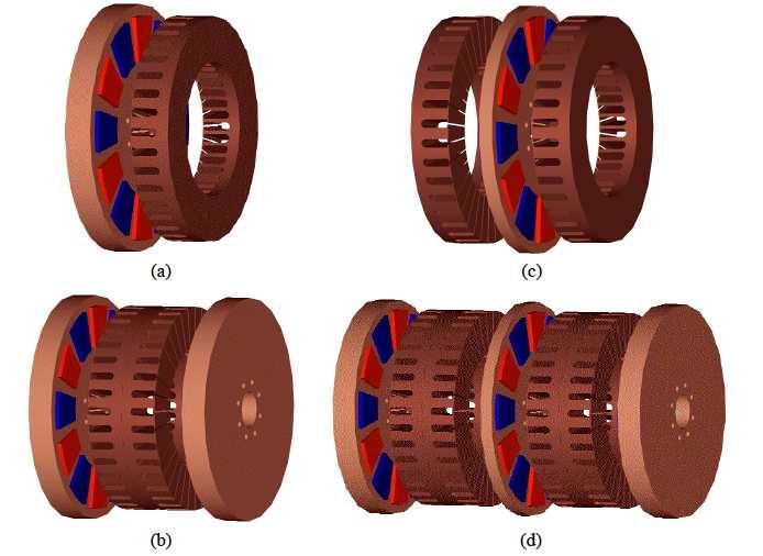 stator positions and rotor positions. The Fig. 3.1 depicts the possible configuration in the axial flux generators. Figure 3.1: Axial flux generator configurations reproduced from [36] Fig 3.