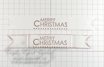 Stamp Merry Christmas greeting from Season of Joy stamp set with Chocolate Chip ink in middle