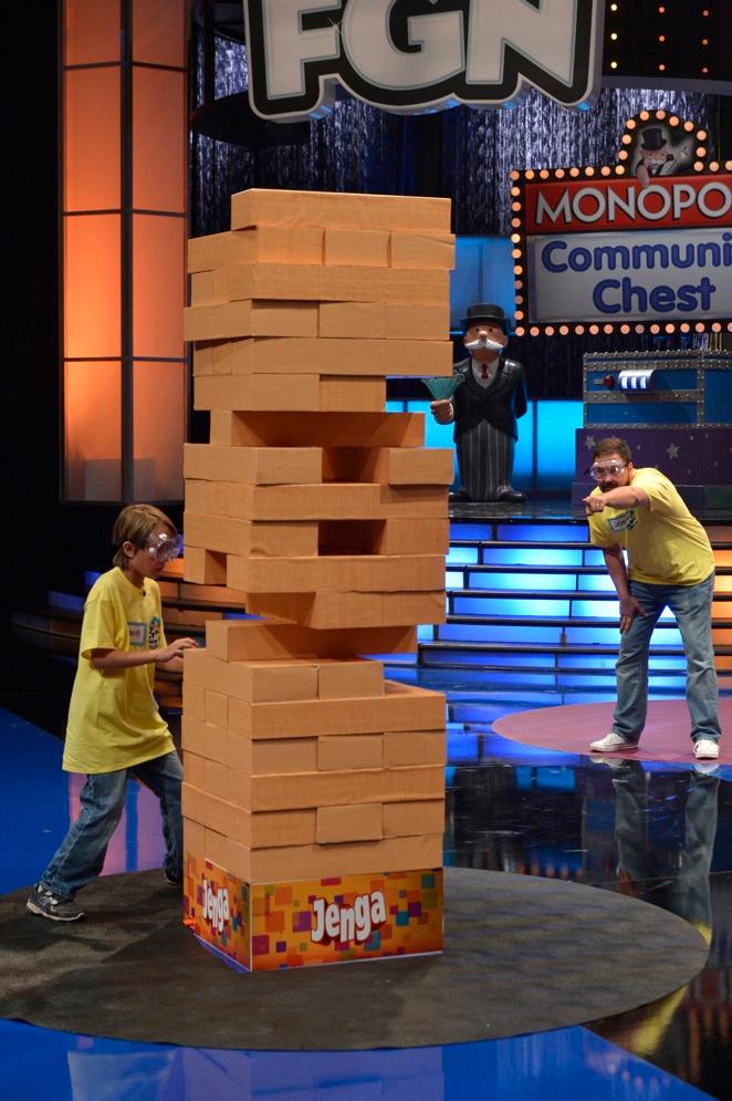 The new line-up of challenges this season include: JENGA: Two families remove and stack blocks on an oversized version of the iconic JENGA tower.